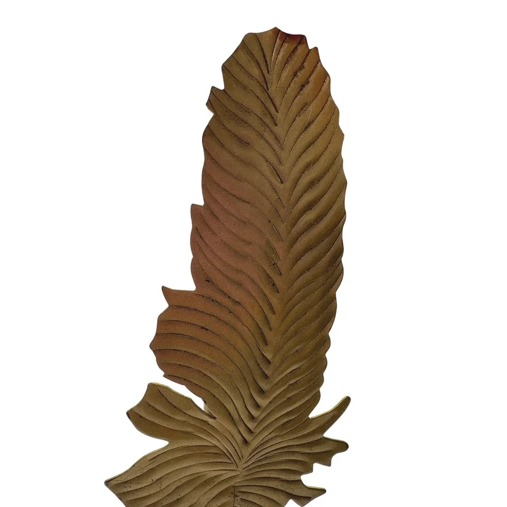 Vintage Ornate Solid Brass Feather Curtain Holdback (Single U-Arm Tieback)